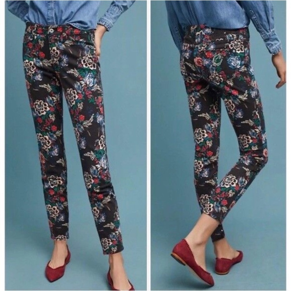 Anthropologie Pilcro and the Letterpress Floral Mid-Rise Skinny